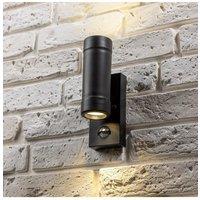 CGC Lighting 'Valentine' Black Outdoor Up & Down GU10 Wall Light With PIR Motion Sensor