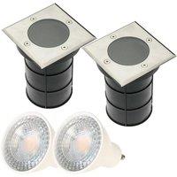 CGC Lighting 'Bridget' Two Square Large With Bulbs Stainless Steel Inground Or Decking Lights in Silver