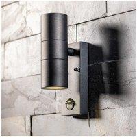 CGC Lighting 'Leon' Black Stainless Steel GU10 Up & Down Outdoor Wall Light IP44 with PIR Motion Sensor
