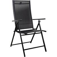 Samuel Alexander Outdoor Garden Patio Multi Position Reclining Folding Chair in Black