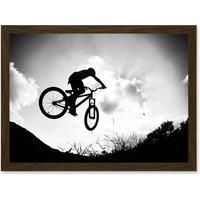 Artery8 Sport BMX Bike Jump Bicycle Silhouette Offroad Artwork Framed Wall Art Print A4 in Brown