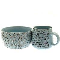 Friends Doodle Breakfast Set in Blue