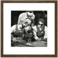Artery8 Marshall Women Welding Steel Industry Photo 8X8 Inch Square Wooden Framed Wall Art Print Picture with Mount in Brown
