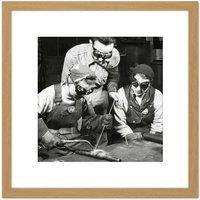 Artery8 Marshall Women Welding Steel Industry Photo 8X8 Inch Square Wooden Framed Wall Art Print Picture with Mount in Light Oak