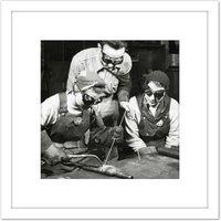 Artery8 Marshall Women Welding Steel Industry Photo 8X8 Inch Square Wooden Framed Wall Art Print Picture with Mount in White