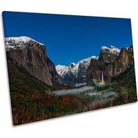 CanvasGeeks Bridalveil Fall Moonbow Mountains Waterfall Canvas Wall Art Picture Print in Blue | Size: W24 x H16 x D20mm