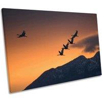 CanvasGeeks Above the Snowy Mountains Birds Orange Canvas Wall Art Picture Print | Size: W18 x H12 x D20mm