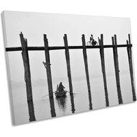 CanvasGeeks U Bein Bridge Myanmar Asia Canvas Wall Art Picture Print in Grey | Size: W18 x H12 x D20mm