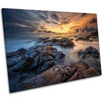 CanvasGeeks Rainbow Rocks Beach Seascape Ocean Canvas Wall Art Picture Print in Orange | Size: W24 x H16 x D20mm