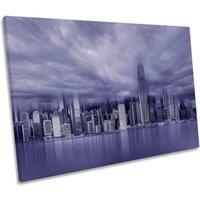 CanvasGeeks Victoria Harbour Hong Kong City Blue Canvas Wall Art Picture Print | Size: W30 x H20 x D20mm