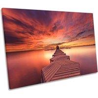 CanvasGeeks Sunrise at the Spa Orange Lake Jetty Canvas Wall Art Picture Print | Size: W24 x H16 x D20mm