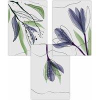 ARTZE Set of 3 Graphical Line Art Spring Tulips Art Posters in Pink | Size: W42 cm x H59 cm