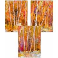 ARTZE Set of 3 Abstract Autumn Trees in Orange Art Posters | Size: W30 cm x H42 cm