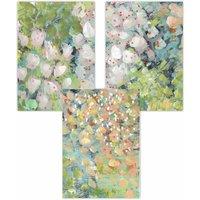 ARTZE Set of 3 Abstract Cottage Garden Flowers in Green Art Posters | Size: W30 cm x H42 cm