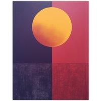 Wee Blue Coo Wall Art Print Sunset On Plum Abstract Geometric Sky Changing Colours Purple Orange Oil Painting Poster | Size: W24 x H32