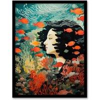Wee Blue Coo Wall Art Print Sleeping With Fishes Underwater Dream Living Room Framed | Size: A4