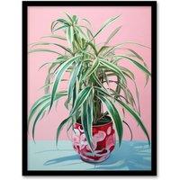 Wee Blue Coo Wall Art Print Spider Plant Lover Pink Green Blue Living Room Framed | Size: A4