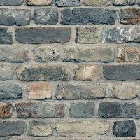 Grandeco Industrial Rustic Realistic Brick Textured Wallpaper in Dark Grey