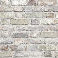 Grandeco Industrial Rustic Realistic Brick Textured Wallpaper in Natural