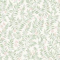 Grandeco Sage Trail Foliage & Flowers Textured Wallpaper in Green