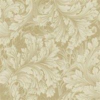 Grandeco Rossetti Acanthus Leaves Scroll Smooth Wallpaper in Gold