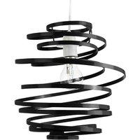 Happy Homewares Gloss Metal Double Ribbon Spiral Swirl Ceiling Light Pendant in Black