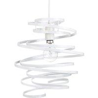 Happy Homewares Gloss Metal Double Ribbon Spiral Swirl Ceiling Light Pendant in White