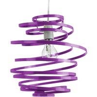 Happy Homewares Gloss Metal Double Ribbon Spiral Swirl Ceiling Light Pendant in Purple