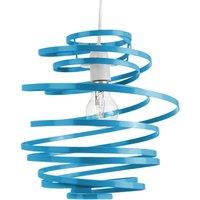 Happy Homewares Gloss Metal Double Ribbon Spiral Swirl Ceiling Light Pendant in Teal