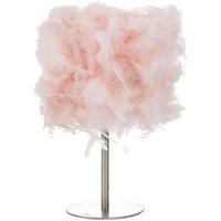 Happy Homewares and Chic Real Feather Table Lamp with Satin Nickel Base & Switch in Pink