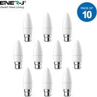 ENER-J LED Bulb- 4W LED Candle Lamp B22 3000K (pack of 10pcs) in White | Size: 25 cm diameter x 19 cm high