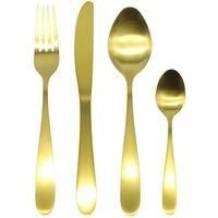 Glim & Glam Cutlery Sets Brushed Gold Stainless Steel Light Spoon Fork 32 Piece Set