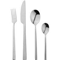 Glim & Glam Cutlery Sets Stainless Steel Slim Spoon Fork 16 Piece Set in Silver