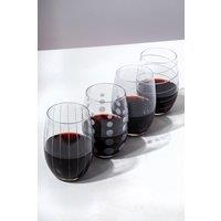 Mikasa Cheers' Set of 4 Etched Crystal Stemless Wine Glasses in Clear
