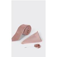 Burton Men's Pink Tie With Pocket Square & Pin