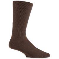 SOCKSHOP Iomi Men's 1 Pair FootNurse Oedema Extra Wide Cotton Socks in Brown | Size: 12-14