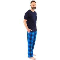 Just Essentials Men's Mens Check Long Pyjama Set in Navy | Size: 2XL