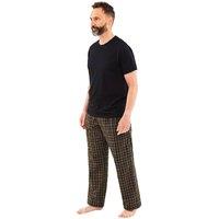 Just Essentials Men's Mens Check Long Pyjama Set in Black | Size: XL