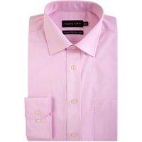 Double TWO Men's New Pink Long Sleeve Cotton Rich Non-Iron Shirt | Size: 21 inches