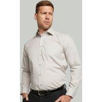 Double TWO Men's Stone Long Sleeve Cotton Rich Non-Iron Shirt | Size: 19.5 in