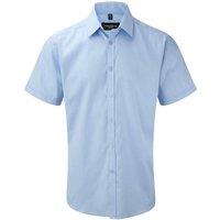 Russell Men's Short Sleeve Herringbone Work Shirt in Light Blue | Size: 14.5 in