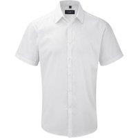Russell Men's Short Sleeve Herringbone Work Shirt in White | Size: 15.5 in