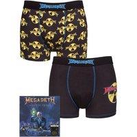 SOCKSHOP Men's Megadeth 2 Pack Exclusive to Gift Boxed Boxer Shorts in Black | Size: Large