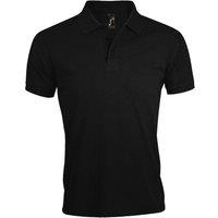 SOL'S Men's Prime Pique Plain Short Sleeve Polo Shirt in Black | Size: 3XL