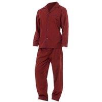 Universal Textiles Men's Plain Long Sleeve Shirt & Trouser Bottoms Nightwear Pyjama Set in Red | Size: Medium