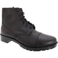 Grafters Men's Grain Leather 6 Eye Cadet Boots in Black | Size: 8