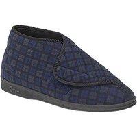 Comfylux Men's James Check Boot Slippers in Navy | Size: 9