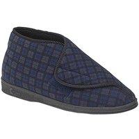 Comfylux Men's James Check Boot Slippers in Navy | Size: 11