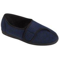 Comfylux Men's Paul Check Slippers in Navy | Size: 12