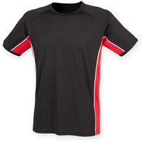 Finden & Hales Men's Short Sleeve Performance Panel Sports T-Shirt in True Black | Size: Large
